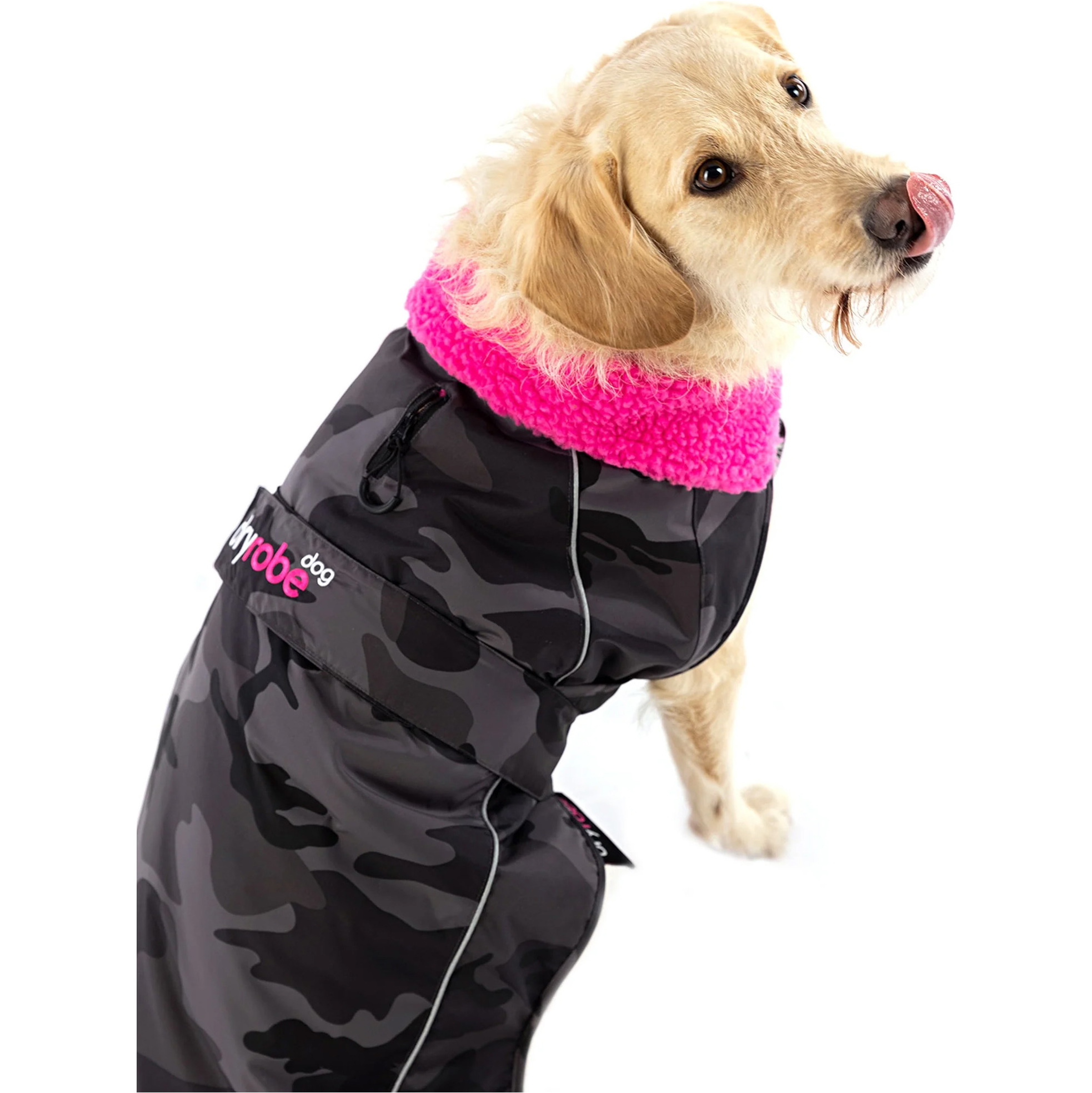 2026 Dryrobe Dog Coat V3DRDC - Black Camo / Pink